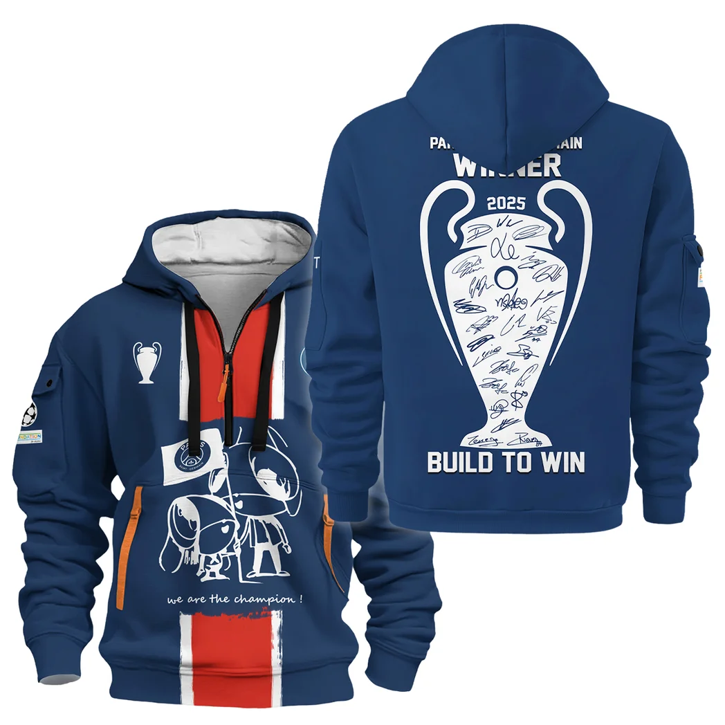 Football Hoodie Half Zipper UEFA Champion 2025 For Fan Football HVN1035C1WIN060225HODZ