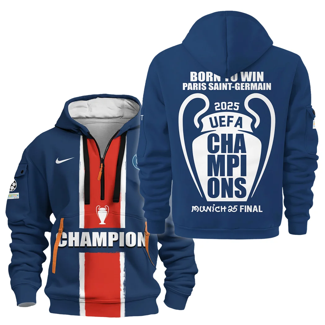Football Hoodie Half Zipper UEFA Champion 2025 For Fan Football HVN1038C1060225HODZ
