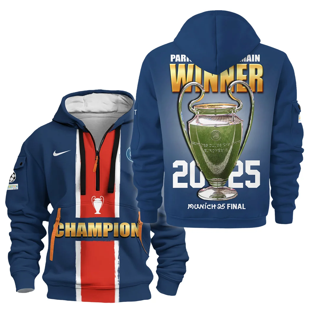 Football Hoodie Half Zipper UEFA Champion 2025 For Fan Football HVN1039C1060225HODZ