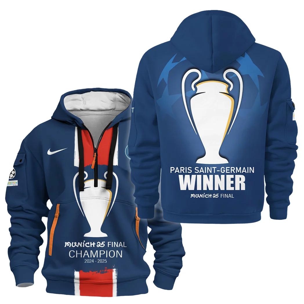 Football Hoodie Half Zipper UEFA Champion 2025 For Fan Football HVN1040C1060325HODZ