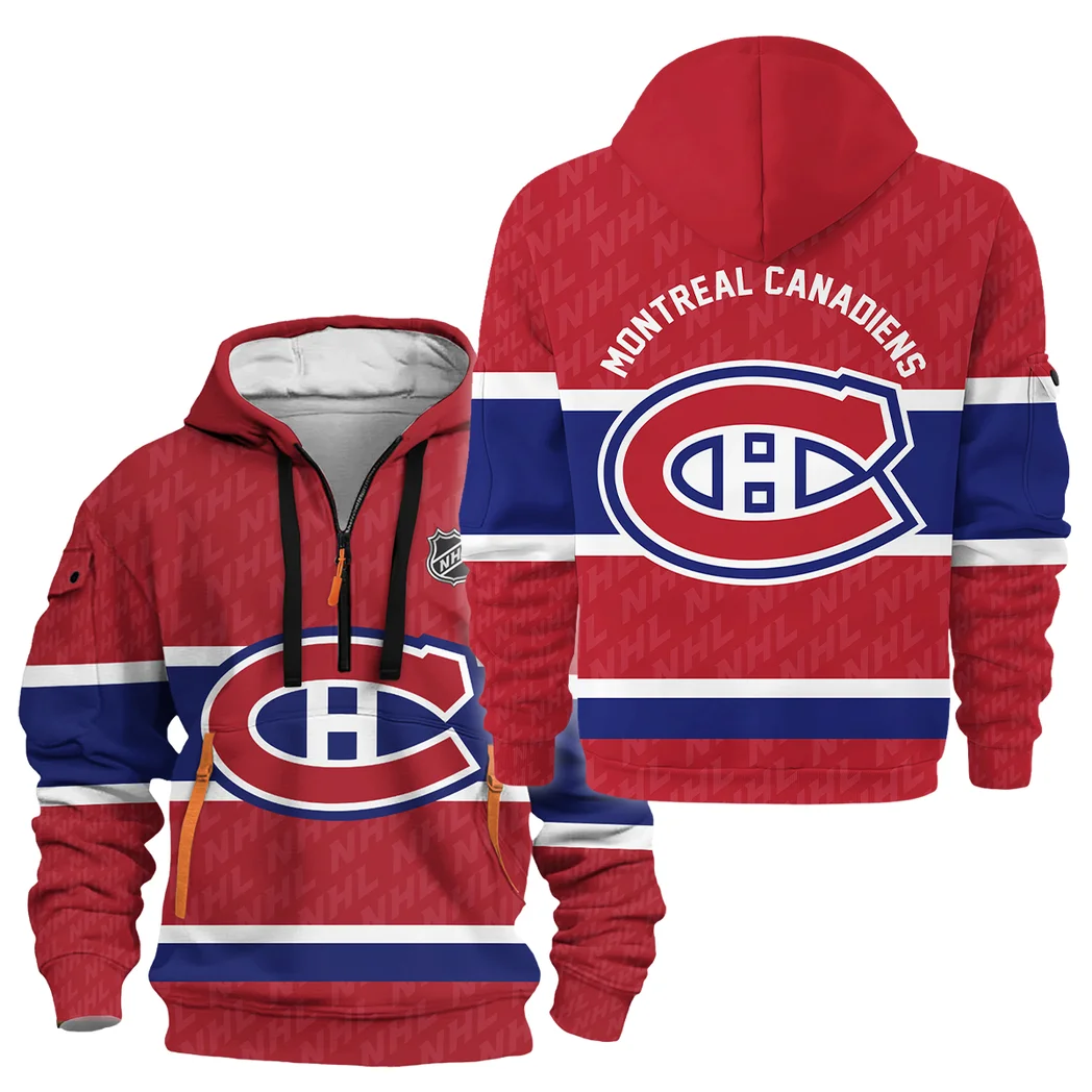 Hockey Hoodie Half Zipper NHL 2025 For Sport Fans HVN1053MTL060625HODZ